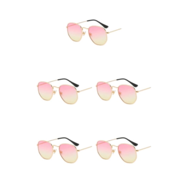 Qarigey Gafas de sol hexagonales para hombre y mujer, lentes polarizadas a la moda, montura ligera, protección para PC, color dorado, rosa y Type2 NO2