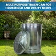 thumbnail image 2 of Plexon Metal Trash Can with Lid Outdoor 31 Gallon Galvanized Trash Can with Lid and Handles Round Silver, 2 of 9