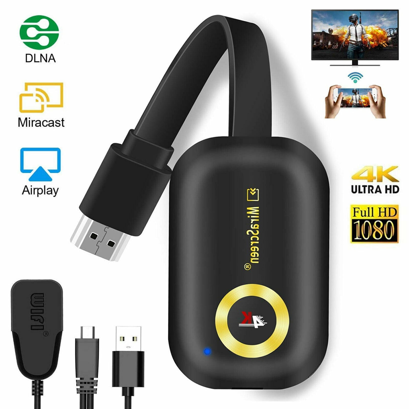 4K WIFI 1080P Wireless Display TV Dongle Adapter HDMI Receiver Airplay 