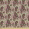 thumbnail image 2 of Vintage Fabric by the Yard, Continuous Repetitive Nostalgic Pattern with Curly Motifs, Decorative Upholstery Fabric for Chairs & Home Accents, Pale Sepia Maroon by Ambesonne, 2 of 5