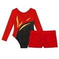 thumbnail image 6 of YONGHS Kids Girls Shiny Diamond Ballet Dancewear Long Sleeve Gymnastics Leotard with Shorts Set Red 14, 6 of 6
