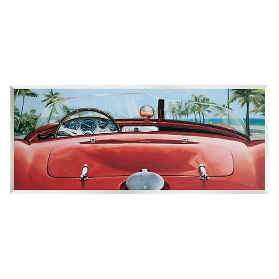 Stupell Industries Tropical Red Antique Car Transportation Painting Unframed Art Print Wall Art, 17 x 7