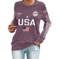 thumbnail image 2 of Domuza 4th Of July Shirt for Women American Flag Graphics Long Sleeve Top Casual Loose Crew Neck T Shirts Summer Fashion Clothing Purple XL, 2 of 4