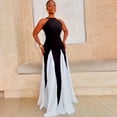 thumbnail image 5 of Women's Black & White Irregular Big Hemline Dress, Zipper, O-Neck, Sleeveless, Sexy, 5 of 16