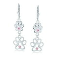 thumbnail image 2 of Bling Jewelry Womens BFF Animal Lover Paw Print Dangle Chandelier Earrings Silver, 2 of 6