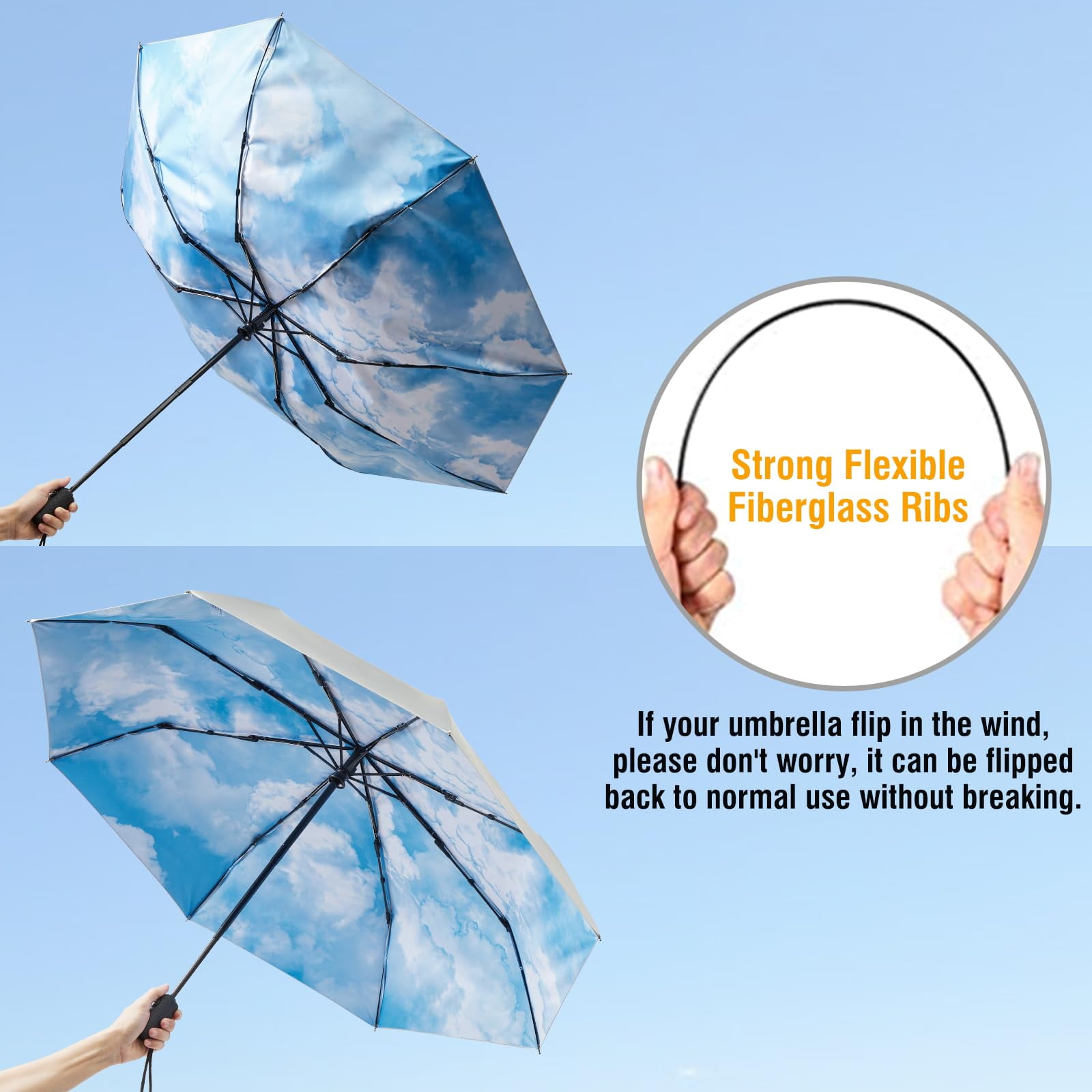 G4Free UPF 50+ UV Protection Large Travel Umbrella 42/46 Inch Auto Open Close Windproof Sun Blocking Umbrella