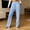Light Blue, variant on Women's Linen Pants Lightweight Drawstring Elastic Waist Loose Straight Legs Pants (Light Blue M)