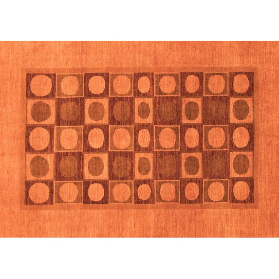 Ahgly Company Indoor Rectangle Checkered Orange Modern Area Rugs, 7' x 9'