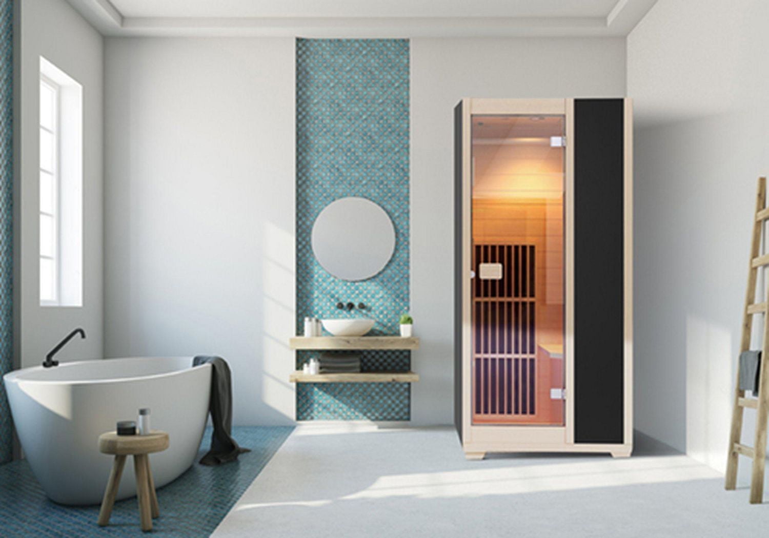 Blisspod Sauna infrarouge lointain pour 1 personne Hemlock Low EMF 3 radiateurs – Naturel