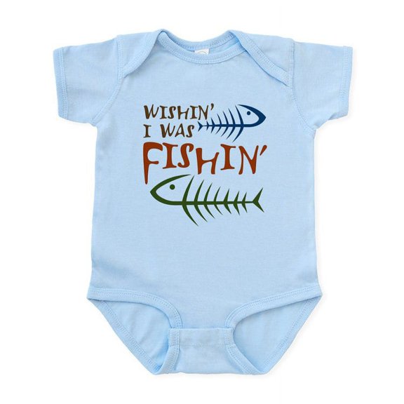 CafePress - Wishin' I Was Fishin' Infant Bodysuit - Baby Light Bodysuit, Size Newborn - 24 Months