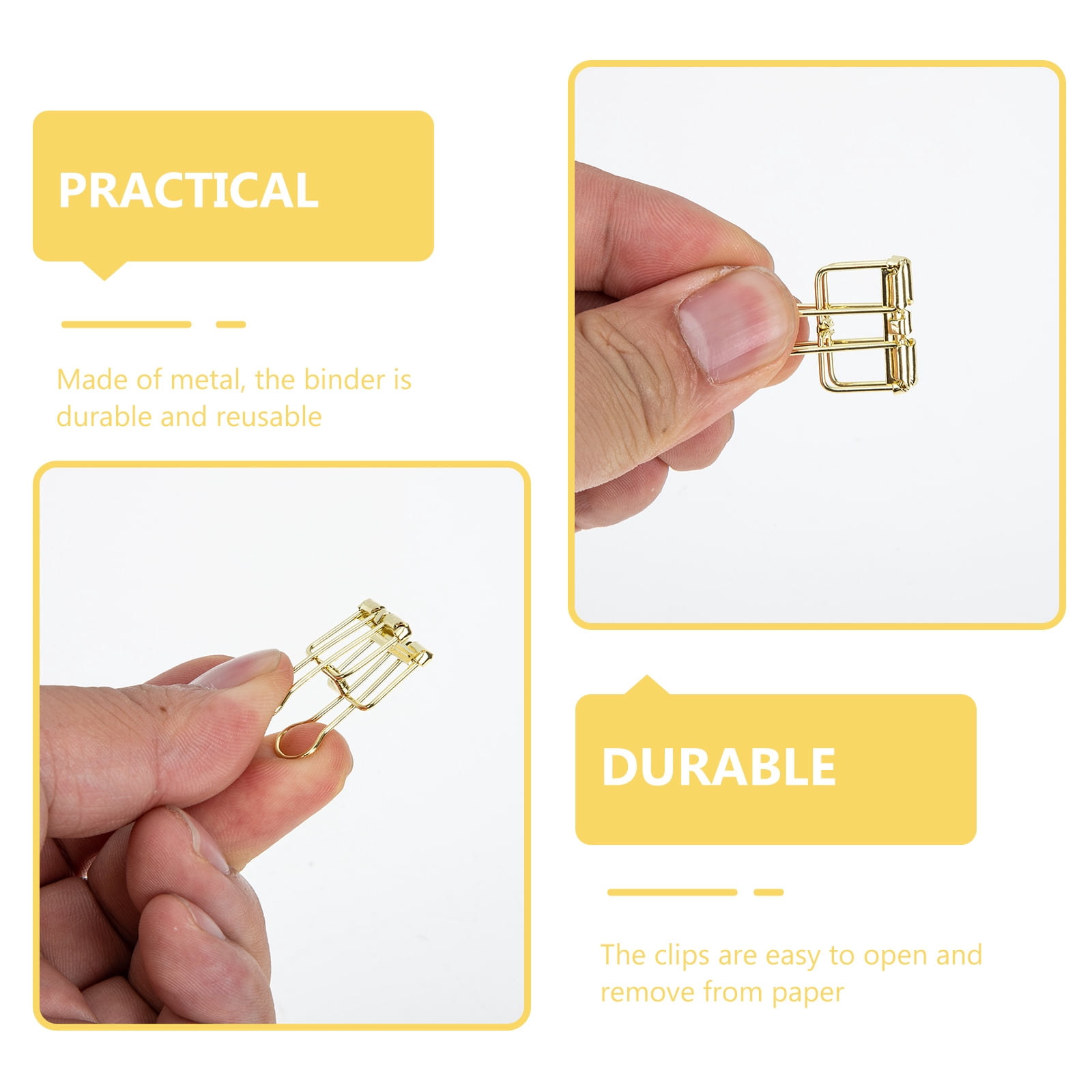 WHAMVOX 20 Pcs Gold Clips for Paper Paper Clips Office 2.8x1.9cm Golden