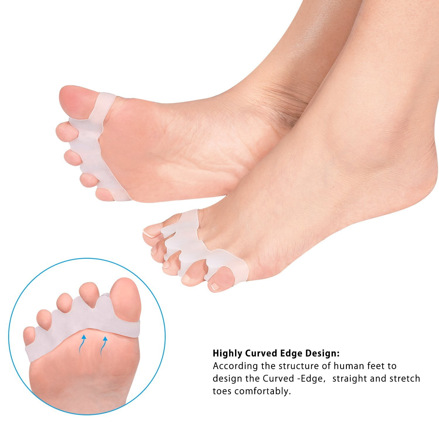 4 Pairs Gel Toe Separator&Stretcher Bunion Corrector Splint kit,Relieve Pain of Hallux Valgus,Tailors Bunion and Hammer Toe,Rubber Silicon Toe Straightener Spacer Spreader Aid for Men and Women