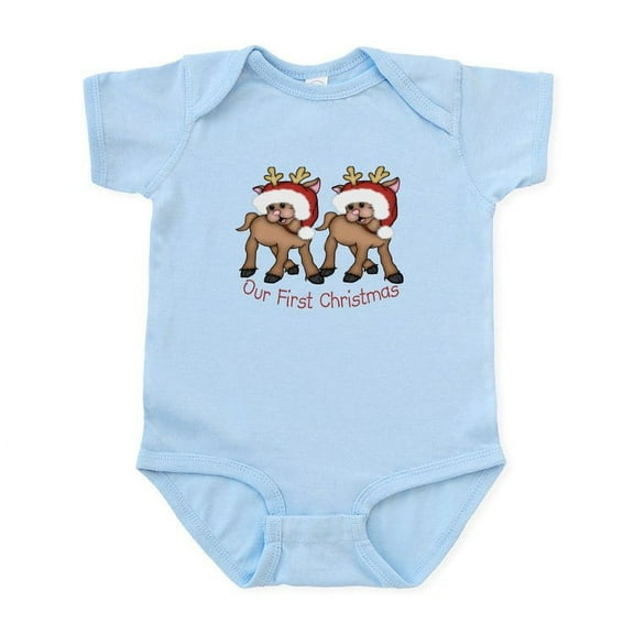 CafePress - First Christmas TWIN Deer Infant Bodysuit - Baby Light Bodysuit, Size Newborn - 24 Months