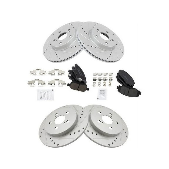 Front and Rear Brake Pad and Rotor Kit - Compatible with 2014 - 2019 Toyota Corolla 1.8L 4-Cylinder 2015 2016 2017 2018