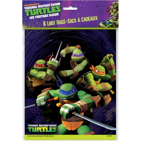 Plastic Teenage Mutant Ninja Turtles Goodie Bags, 9 x 7 in, 8ct