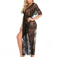 thumbnail image 6 of Penkiiy Lingerie for Women Sexy Long Lace Dress Sheer Gown See Through Kimono Robe XL Black, 6 of 6