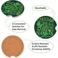 thumbnail image 3 of FREEAMG Happy St. Patrick's Day Car Coasters 2 Pieces, Absorbent Ceramic Cork Base Car Coasters, Drink Cup Holder Coasters, with Finger Notches, 3 of 6