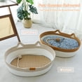 thumbnail image 2 of Cama para Mascotas Yaruiguang de Cuerda de Algodón Ovalada para Gatos y Perros Amarillo-Blanco, 2 of 6