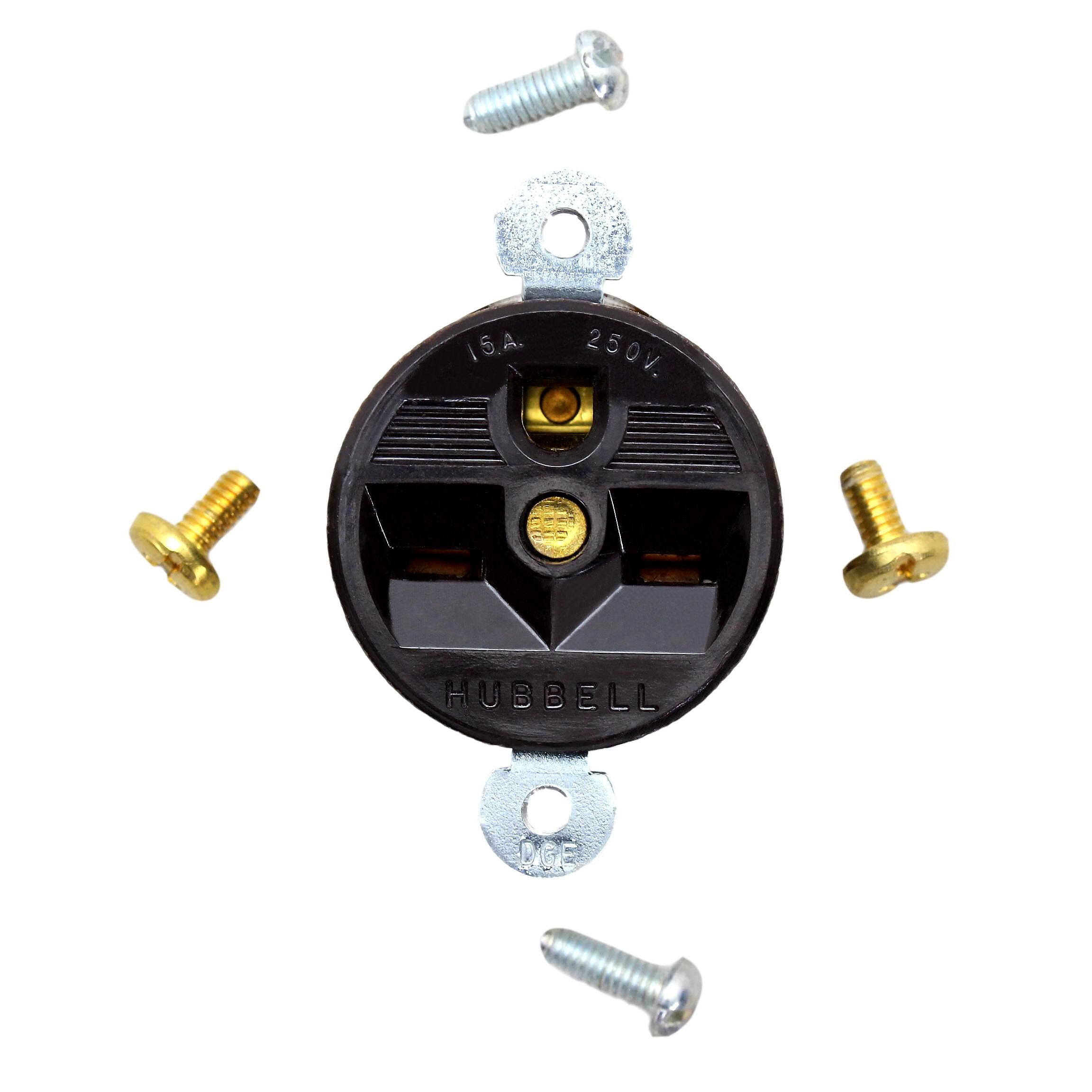 Maxxima 15A Single Receptacle Outlet – 2-Pack, 250VAC Commercial Grade, NEMA 6-15, UL Listed, White Wall Plates Included, For Appliances & Renovations