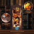thumbnail image 3 of DIY Book Nook Kit - Miniature Wooden Dollhouse with Furniture and LED Light-Magic Library, 3 of 4