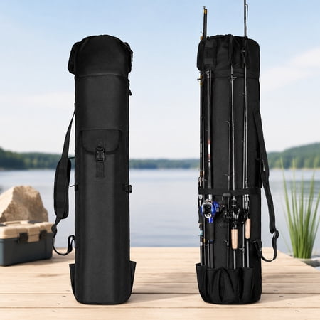 Fishing Rod Bag Durable Folding 900D Oxford Fabric Large Capacity Waterproof Fishing Rod Case Portable Gear Storage Perfect Fishing Gifts for Men and Boys
