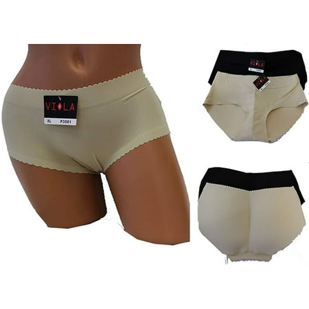 1 piece Seamless Padded Enhancer Shaper Butt Lifter Bikini Panty (3501) (LARGE, BEIGE)