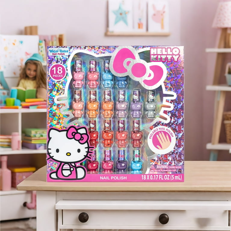 Hello Kitty 18 Pc Nail Polish Set, Water-Based, Non-Toxic