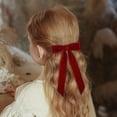 thumbnail image 6 of Burgundy Velvet Hair Bows 2 Sizes Long and Basic Hair Bow Set for Toddler Girls Long Ponytail Knot Bows Alligator Clip Hair Accessories for Little Girls,3PCS, 6 of 6