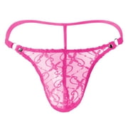 Ruidigrace Lingerie for Women Men's Lace Mesh Pouch Thong T-back Brief Panty Underwear
