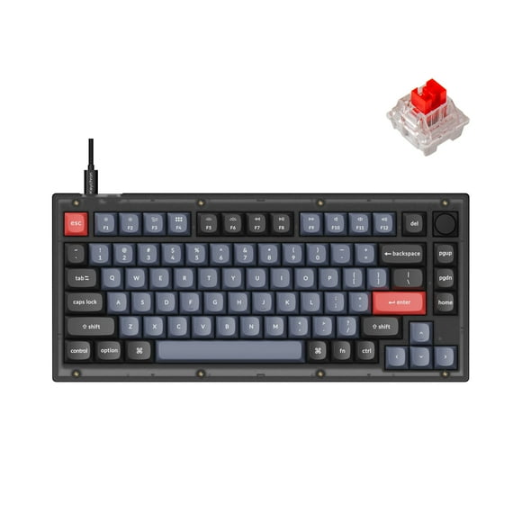 Keychron V1 Wired Custom Mechanical Keyboard Knob Version, 75% Layout QMK/VIA Pr