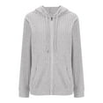 thumbnail image 3 of Ribbed Zip Up Hoodies for Women 2025 Fall Winter Long Sleeve Plain Hooded Sweatshirt with Pockets Jacket Coat, 3 of 6