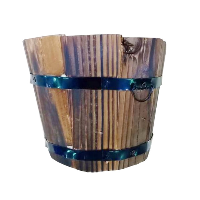 ” Wooden Flower Pot Flat Edge Garden Decor Succulent Plants Flower Barrels Decorations Medium”