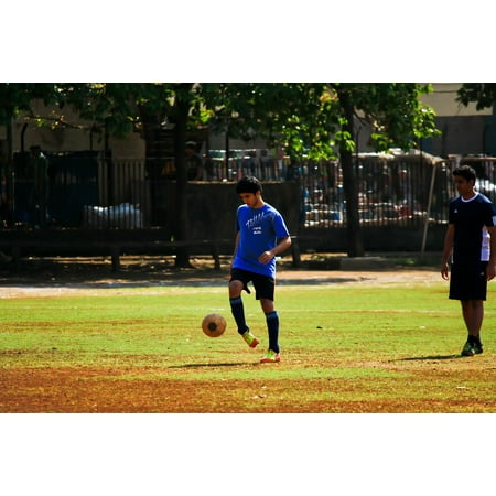 Practice Football Soccer India Player Man Ball-20 Inch By 30 Inch Laminated Poster With Bright Colors And Vivid Imagery-Fits Perfectly In Many Attractive Frames