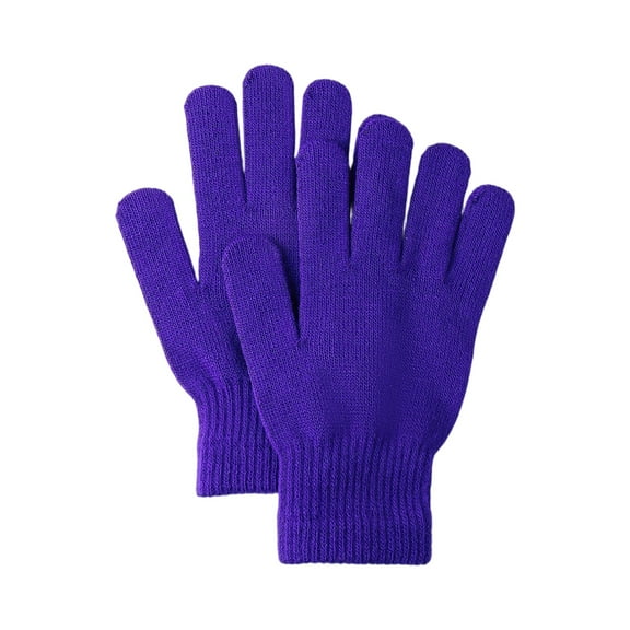 Winter Gloves for Women Men Warm Knit Gloves Cold Weather Stretchy Magic Glove Adults Full Finger Mittens Dark Purple