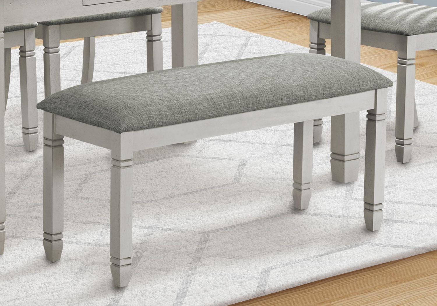 Monarch Specialties Bench, 41" Rectangular, Kitchen, Dining Room, Entryway, Bedroom, Upholstered, Wood, Grey Solid Wood, Grey Fabric, Transitional