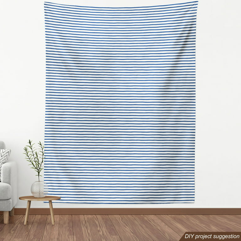 Blue And White Stripes Fabric, Wallpaper and Home Decor
