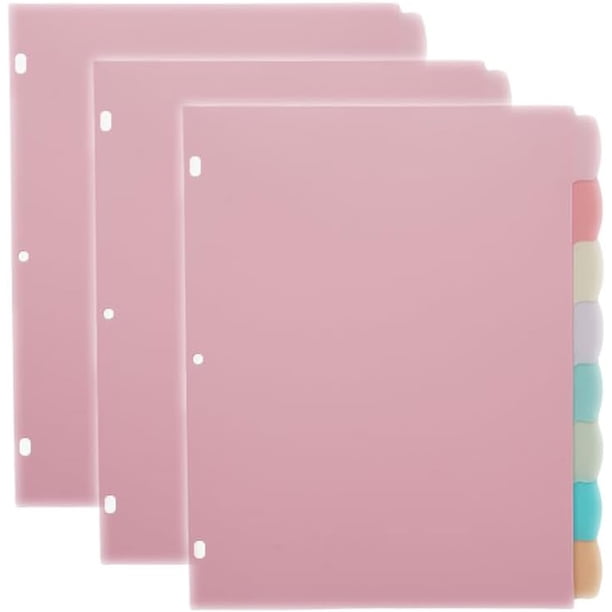 Separres de Pestañas para Carpeta de 3 Anillas - Plástico Duradero para Escribir y Borrar, Color Macaron, Tamaño Carta de 8.5 x 11'', Perfecto para Estudiantes y Maestros (3 Juegos) (B)