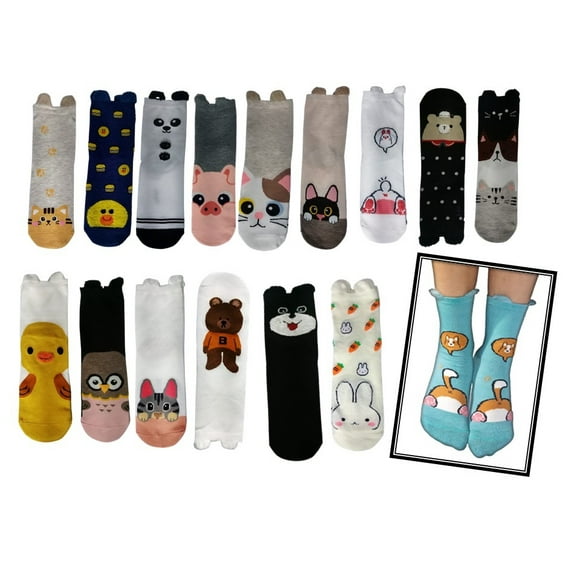 Calcetines Mauya Orejitas Animalitos Algodón Largas Set 10 Pares Mujer
