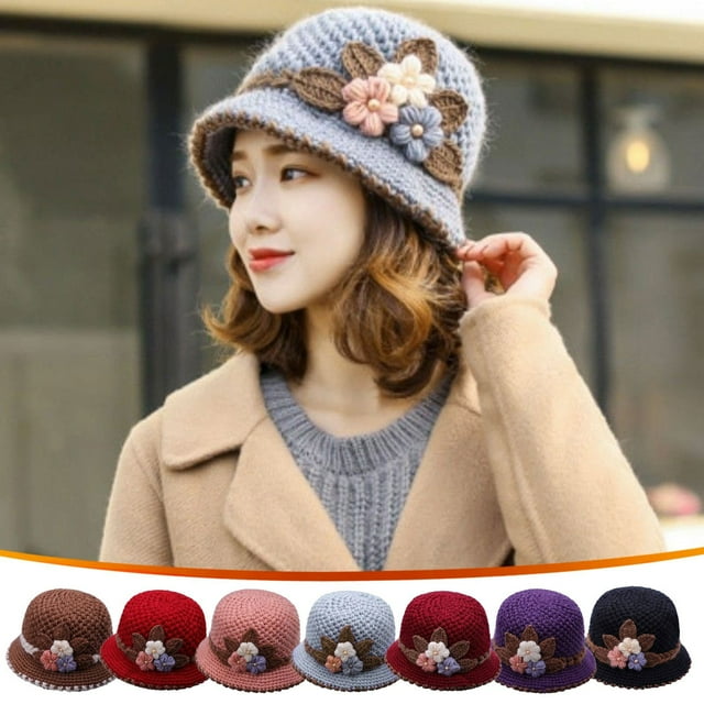 Gorro de lana tejido de invierno para mujer con forro polar - protección auditiva de doble capa para el frío, gorro de algodón suave para personas mayores y adultos