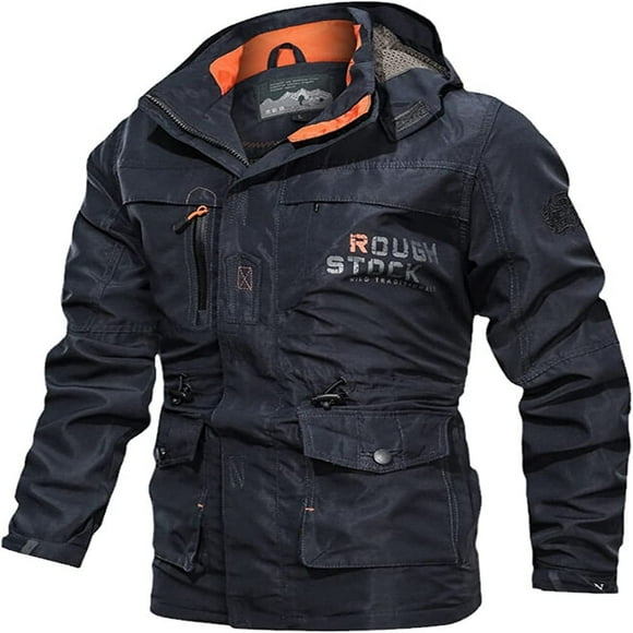 Mens Bomber Pilot Jacket Winter Parkas Army Jackets Military Motorcycle Cargo Outerwear Camouflage Tactical Coat Man Mid-Length Casual Outdoor Hooded Plus Size Battle Jacket Removable Cap