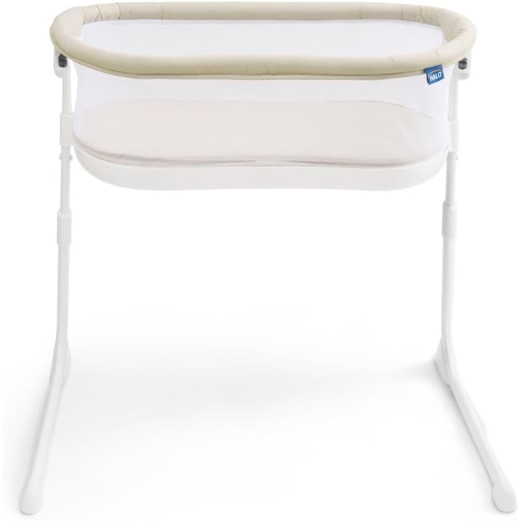HALO BassiNest Lite Slide Over Bed Baby Bassinet with Mesh Walls for Airflow and Visibility, Oat