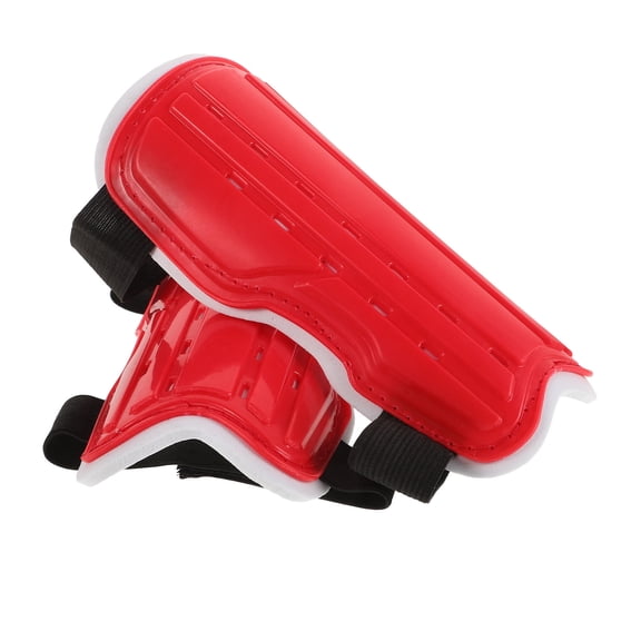 HAMPPLIES Youth Soccer Shin Guards 1 Pair Red PU Material for Kids Ventilated and Comfortable Fan Gear
