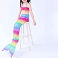 thumbnail image 2 of Traje de baño de cola de sirena para niñas de 6 a 7 años, traje de baño con arcoíris, 2 of 5