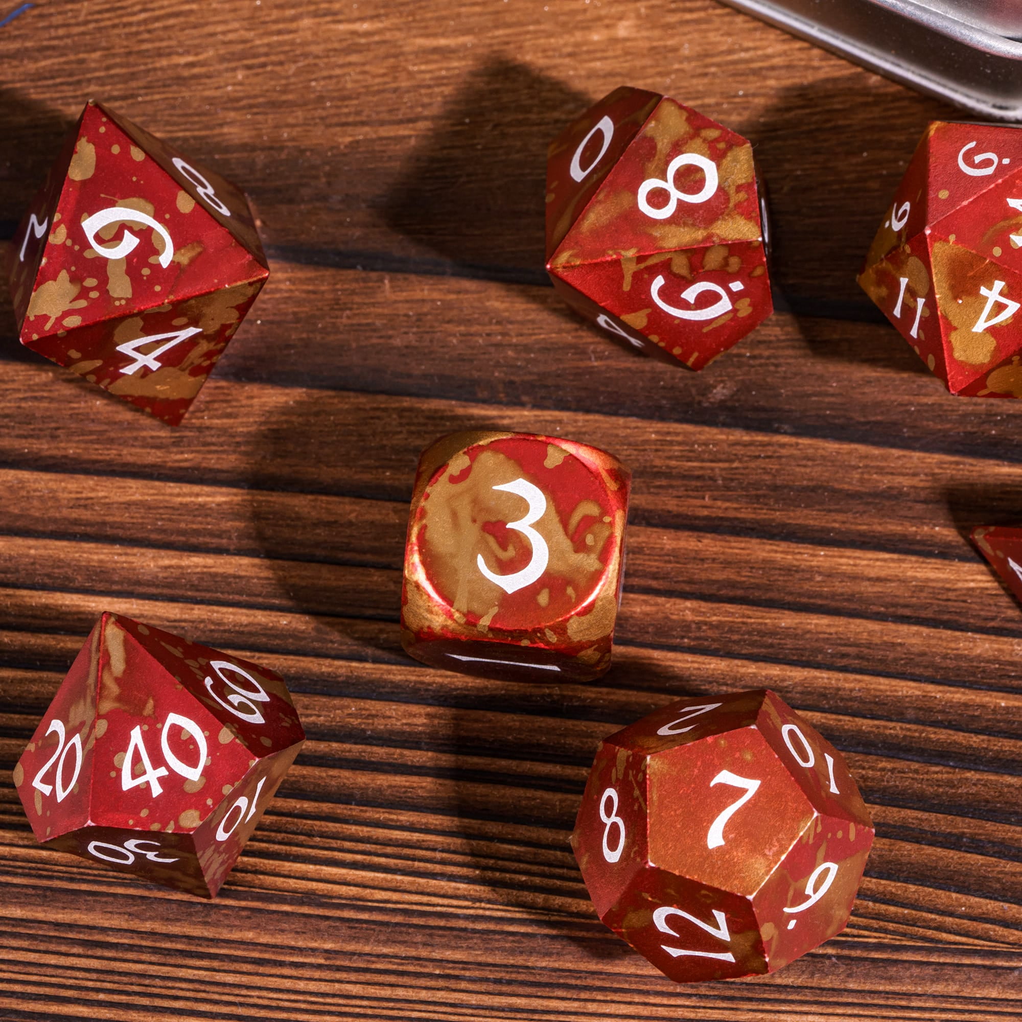 Cusdie 7-Die DND Dice Set - Premium Aluminum Metal Dice Polyhedral D&D Dice Set for Dungeons and Dragons TTRPG Role Playing Games