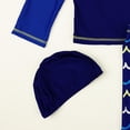 thumbnail image 5 of Wxirdiow Kids Swimwear Toddler Baby Boys Seersucker Long Sleeve Swimsuit Trunks Bathing Suit Swimwear with Hat 3Pcs Rash Guard Set Dark Blue Size,8-9 Years, 5 of 8