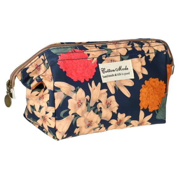 1 Pc Bolsa de Maquillaje Impresa para Mujeres para Viajes de Negocios Vacaciones Azul Marino Nylon