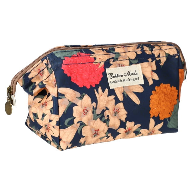 1 Pc Bolsa de Maquillaje Impresa para Mujeres para Viajes de Negocios Vacaciones Azul Marino Nylon