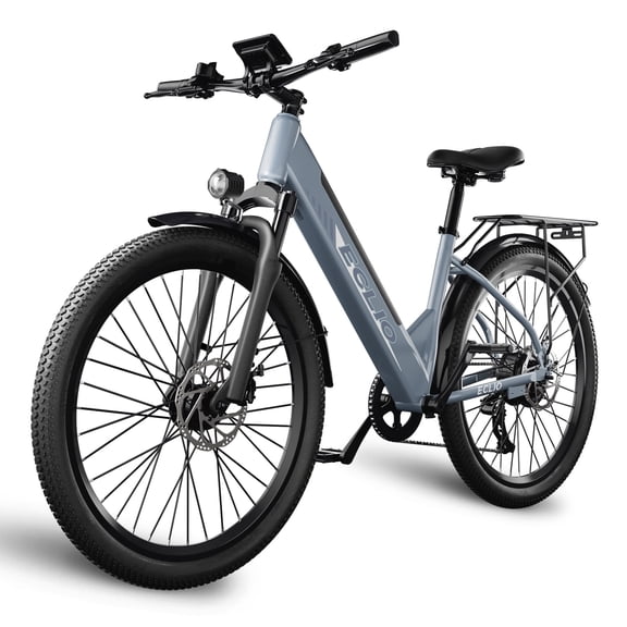 26" Step-Thru Electric Bike for Adults, 350W 48V 10Ah City Commuter E-Bike with 7-Speed Shimano Gears, 20 MPH Max Speed