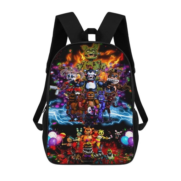 Cartoon Anime Five Nights At Freddy'S Backpack for Women, Men, Unisex 17 Inch Schoolbag Backpack Rucksack Large Capacity Shoulder Bag Travel Bags Students Bookbag