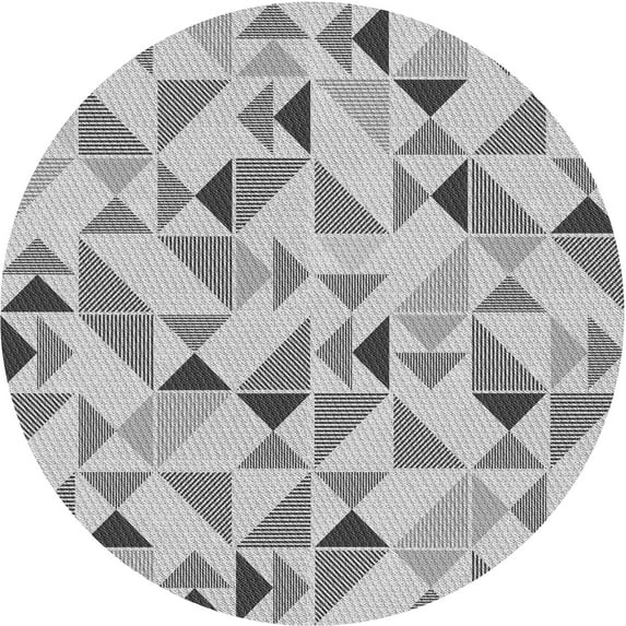 Ahgly Company Indoor Round Patterned Sonic Silver Gray Area Rugs, 8' Round